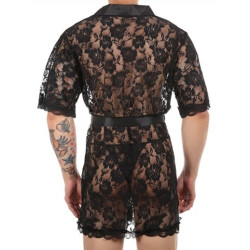 NoGenderWear Peignoir court Dentelle Night Lace Noir